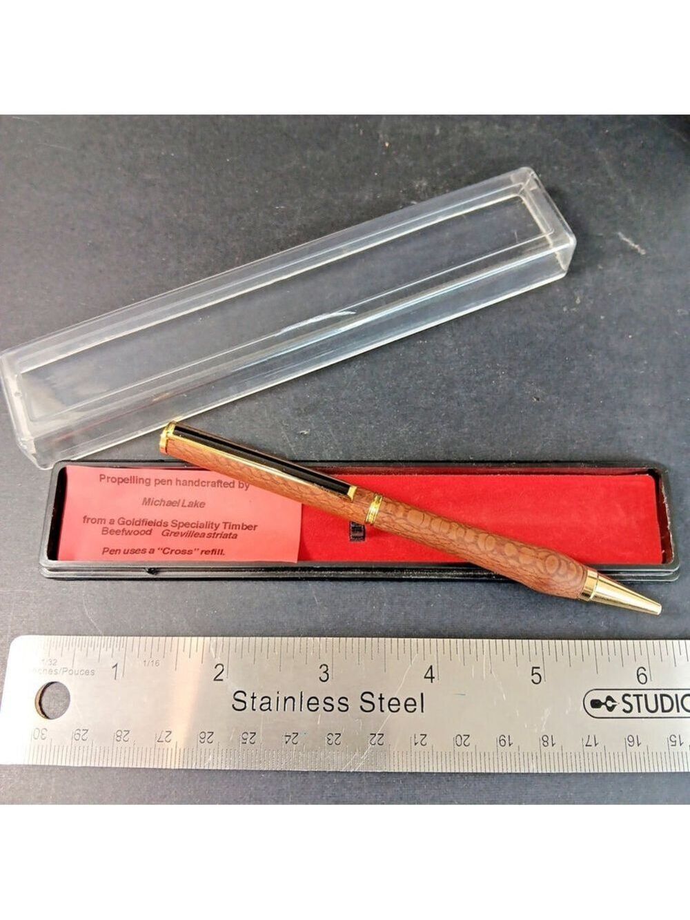 Michael Lake Wood Pen Handcrafted Beefwood Grevilleastriata Needs Cross Refill
